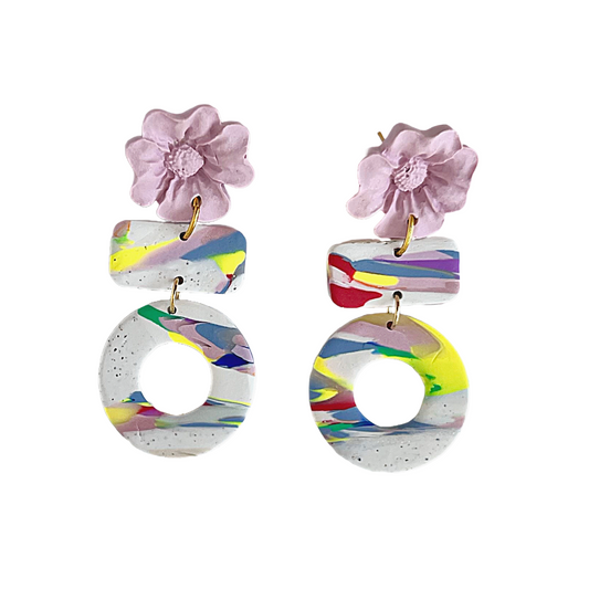 Statement Pink Flower Earrings | Polymer Clay Earrings
