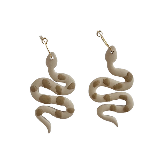 Boho Latte Snake Earrings | Polymer Clay Earrings