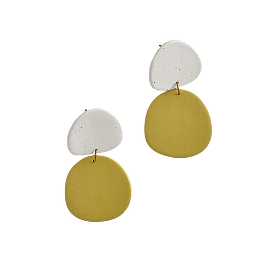 The June in Cream and Yellow | Polymer Clay Earrings