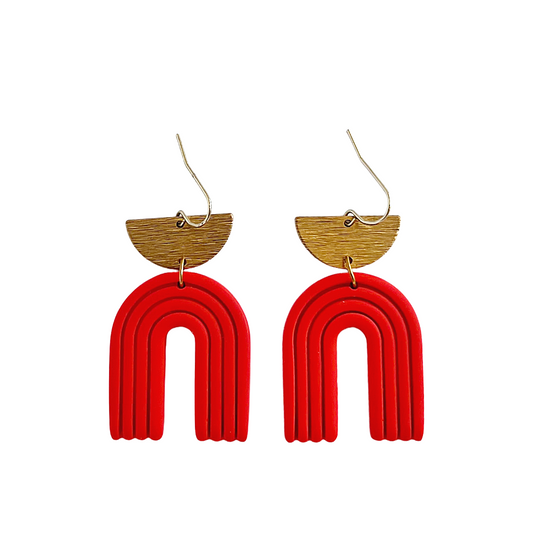 The Red Rainbow Arch Earrings | Polymer Clay Earrings