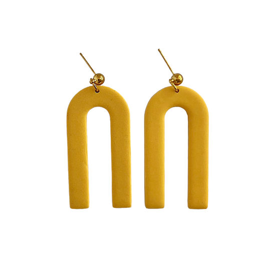 Yellow Minimalist Arch Earrings | Polymer Clay Earrings