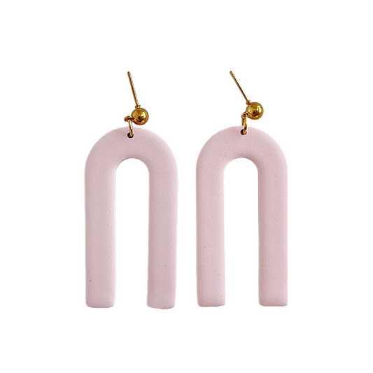 Pink Minimalist Arch Earrings | Polymer Clay Earrings