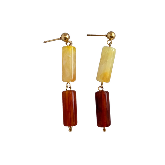 Amber Colour Block Dangle Earrings | Acrylic Earrings