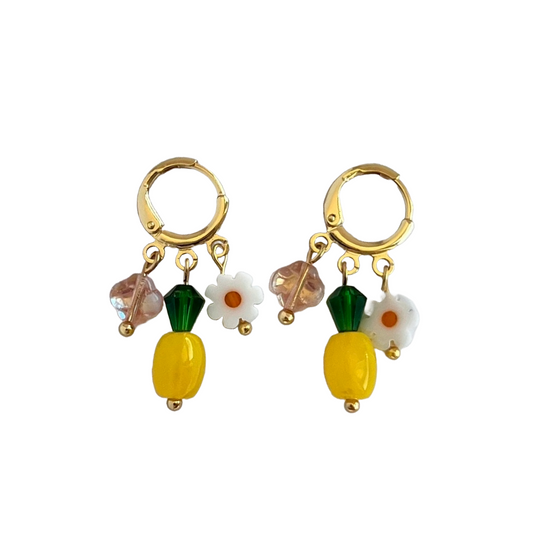 Pineapple Flower Earrings | Beaded Earrings