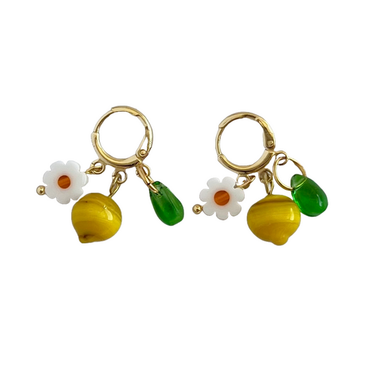 Lemon Flower Earrings | Beaded Earrings