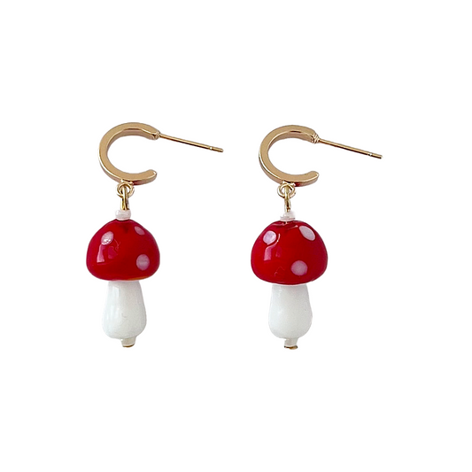 Red Mushroom Earrings | Beaded Earrings