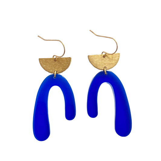 Blue Arch Dangle Earrings | Acrylic Earrings