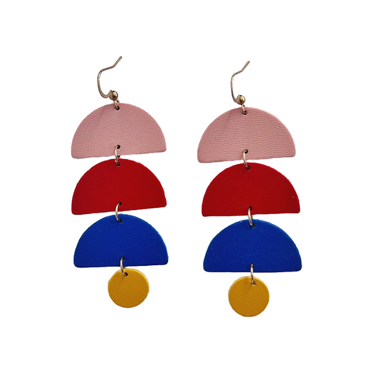 Geometric Colour Block Earrings | Faux Leather Earrings