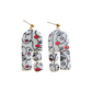 Gabriella - Faces in Red Lipstick Pattern | Polymer Clay Earrings