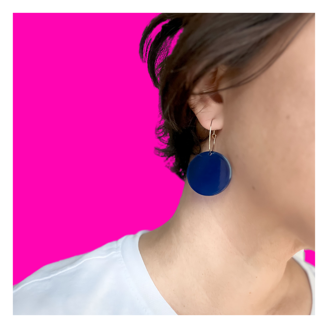 Blue Circle Hoop Earrings | Acrylic Earrings