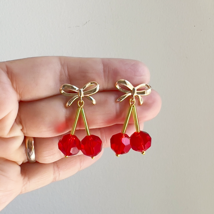 Crystal Cherry Earrings | Beaded Earrings