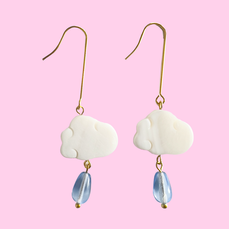 Rainy Cloud Earrings | Glass Bead Earrings