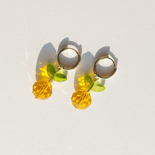 Crystal Orange Earrings | Beaded Earrings