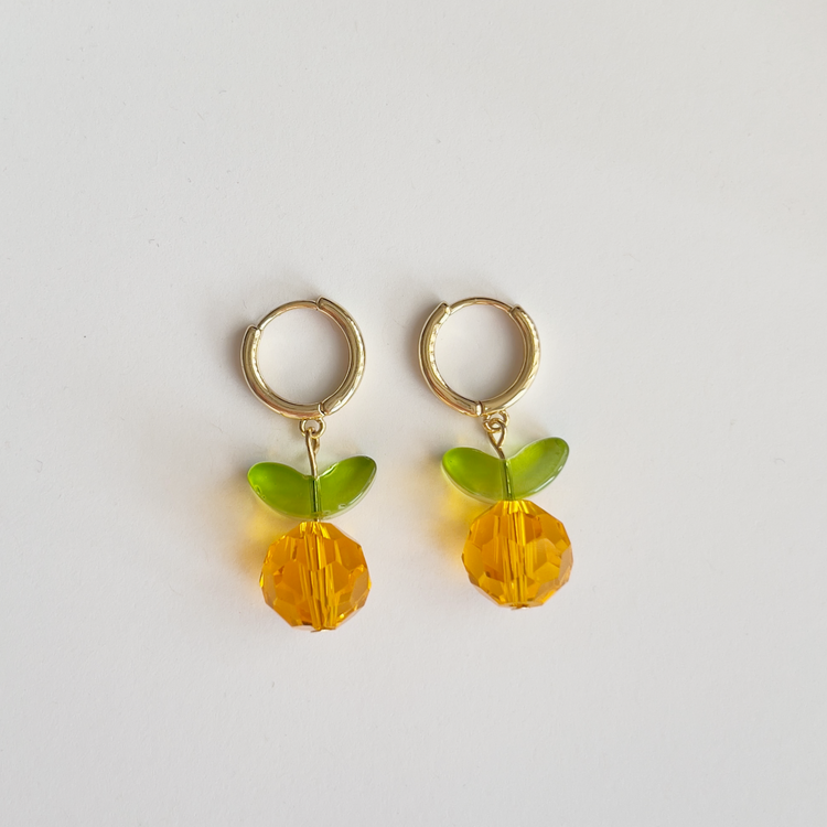 Crystal Orange Earrings | Beaded Earrings