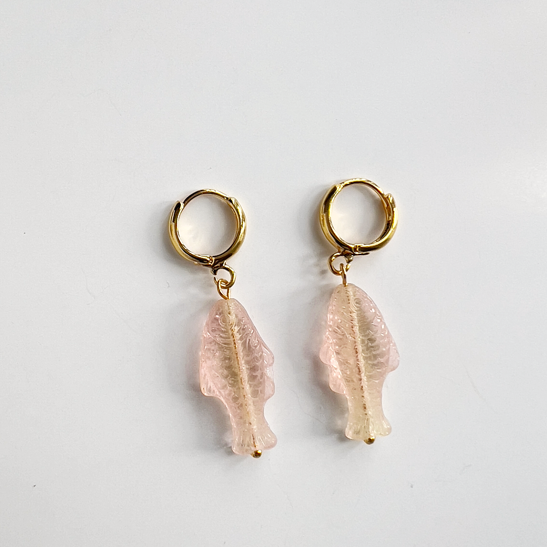 Rose Sardine Earrings | Glass Bead Earrings