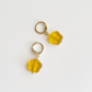 Yellow Glass Flower Heart Earrings | Beaded Ear