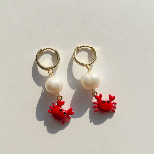 Red Crab Earrings | Beaded Earrings