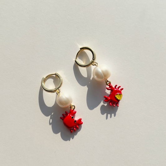 Red Crab Earrings | Beaded Earrings