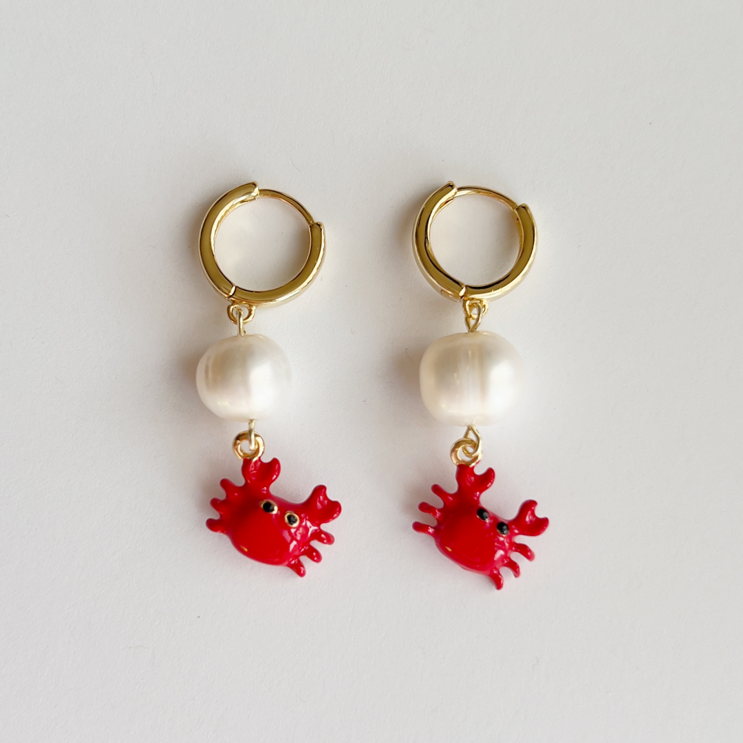 Red Crab Earrings | Beaded Earrings