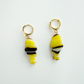 Black and Yellow Fish Sardine Earrings | Glass Bead Earrings