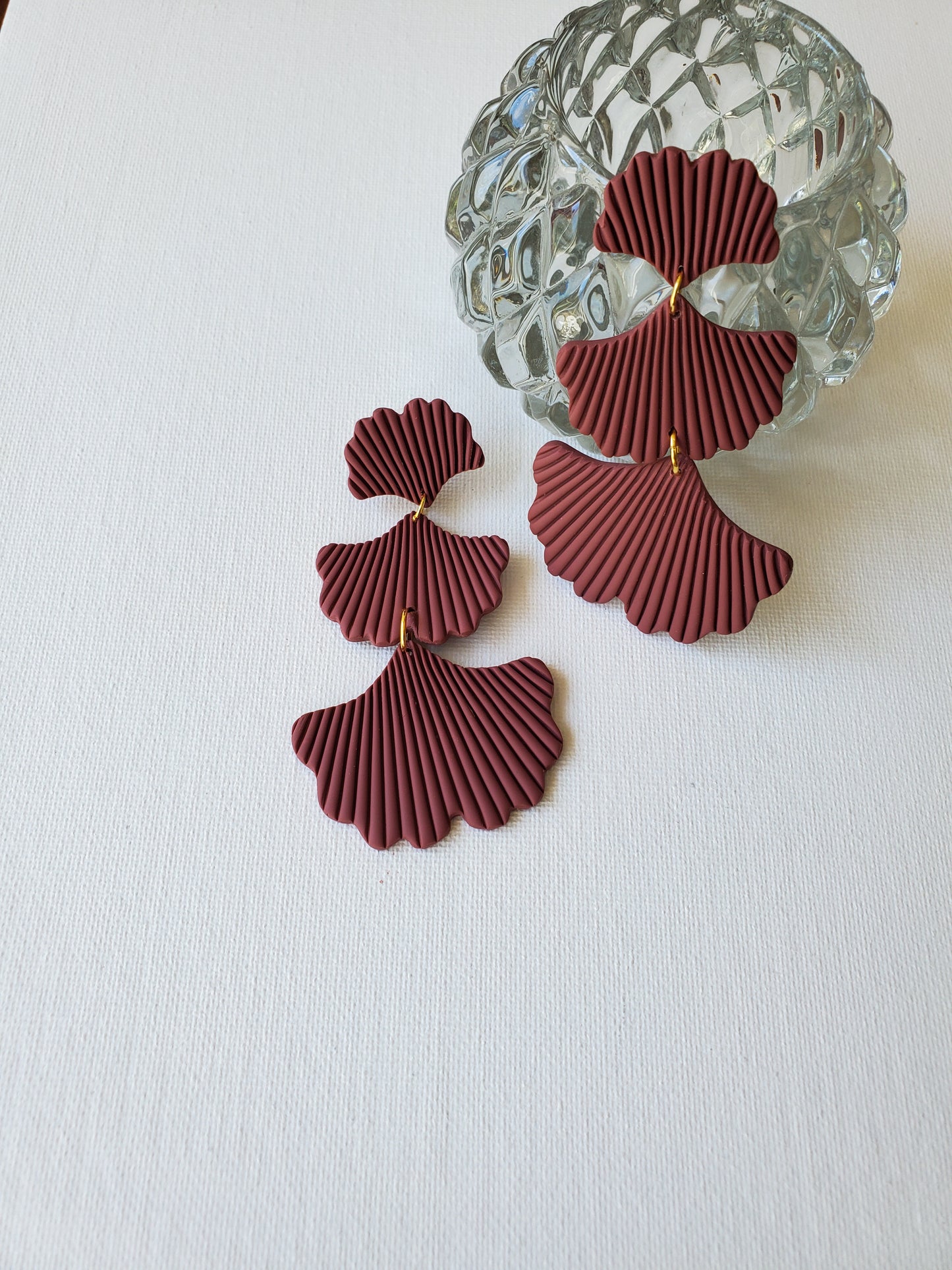 Maya - Modern Ginkgo Leaf Earrings