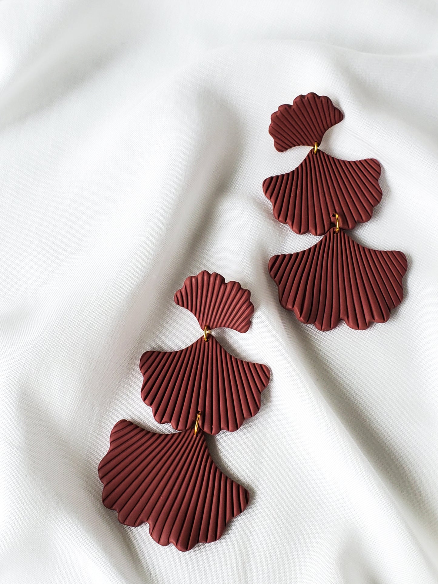 Maya - Modern Ginkgo Leaf Earrings