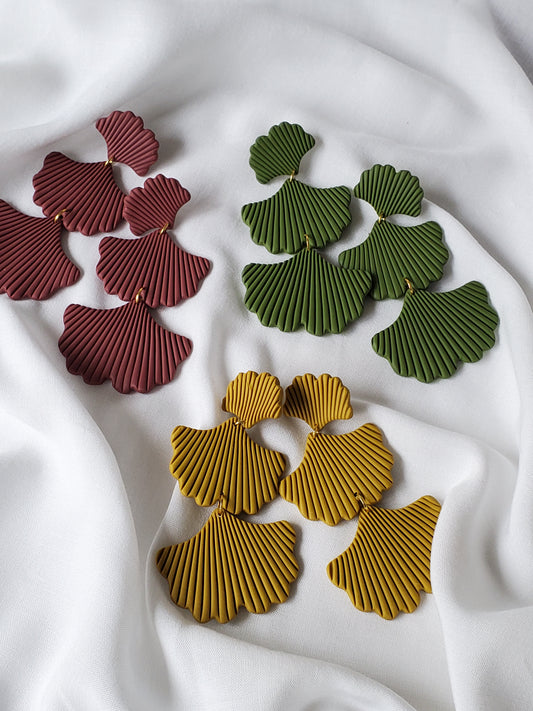 Maya - Modern Ginkgo Leaf Earrings