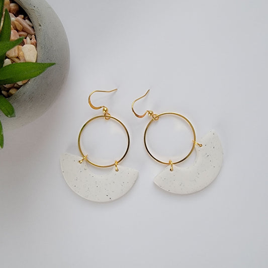 The Aubrey in White Concrete | Polymer Clay Earrings
