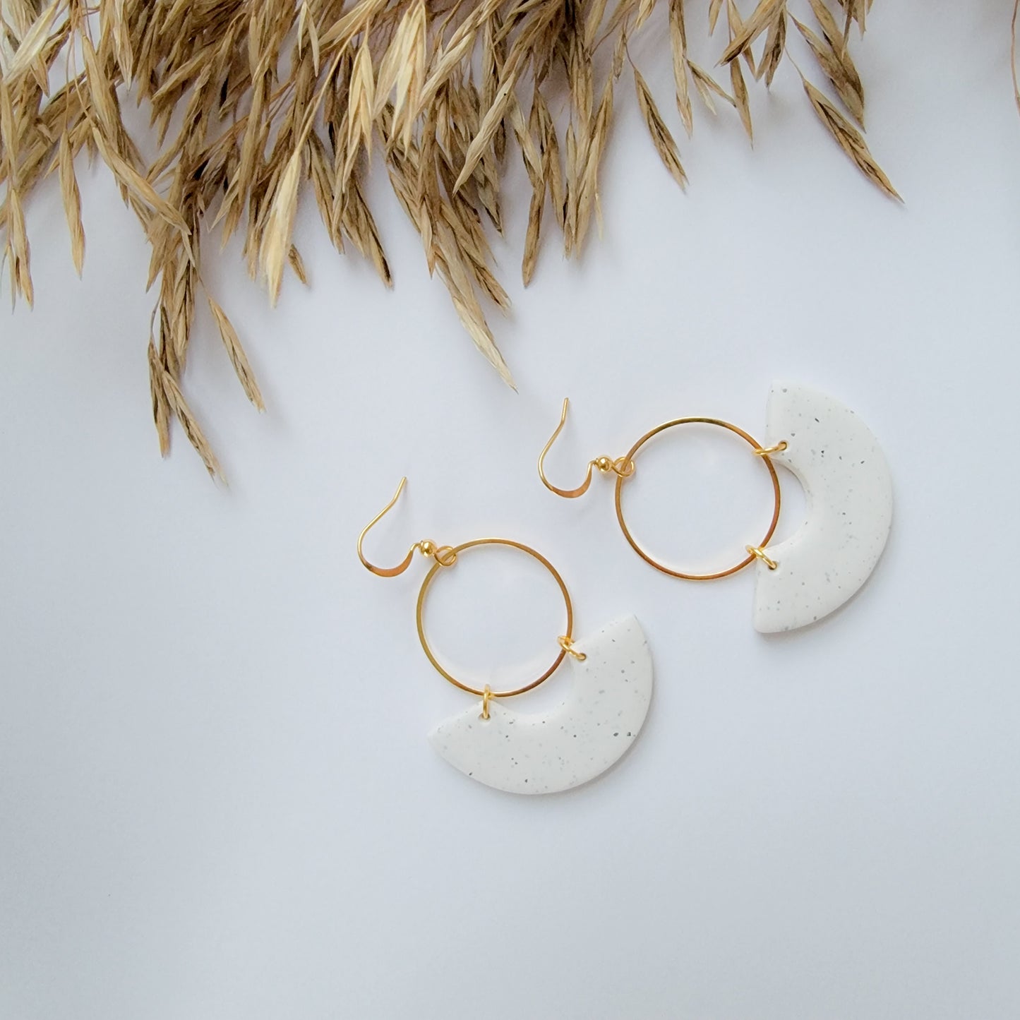 The Aubrey in White Concrete | Polymer Clay Earrings