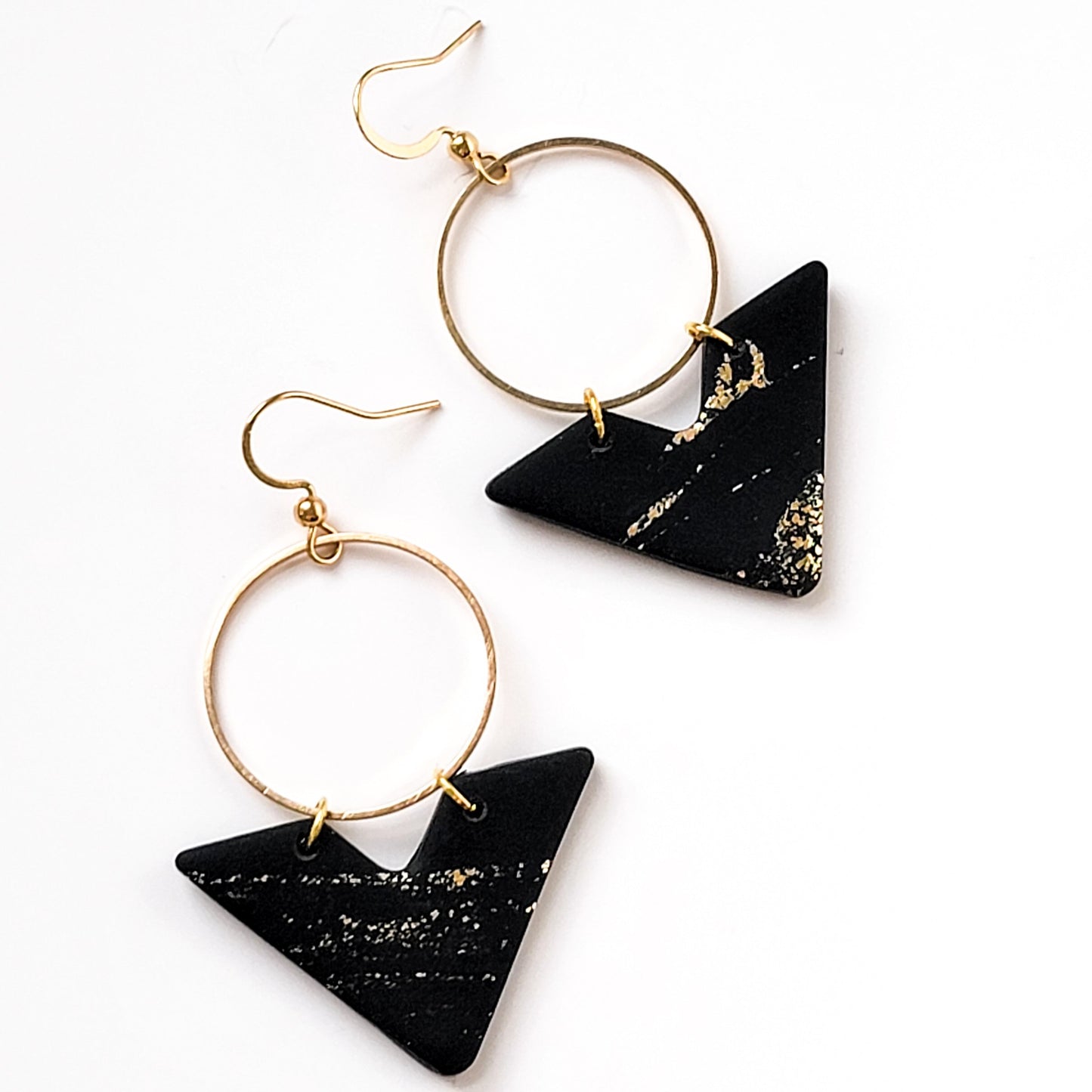 The Gracie - Chevron Dangle Earrings in Black and Golden Details