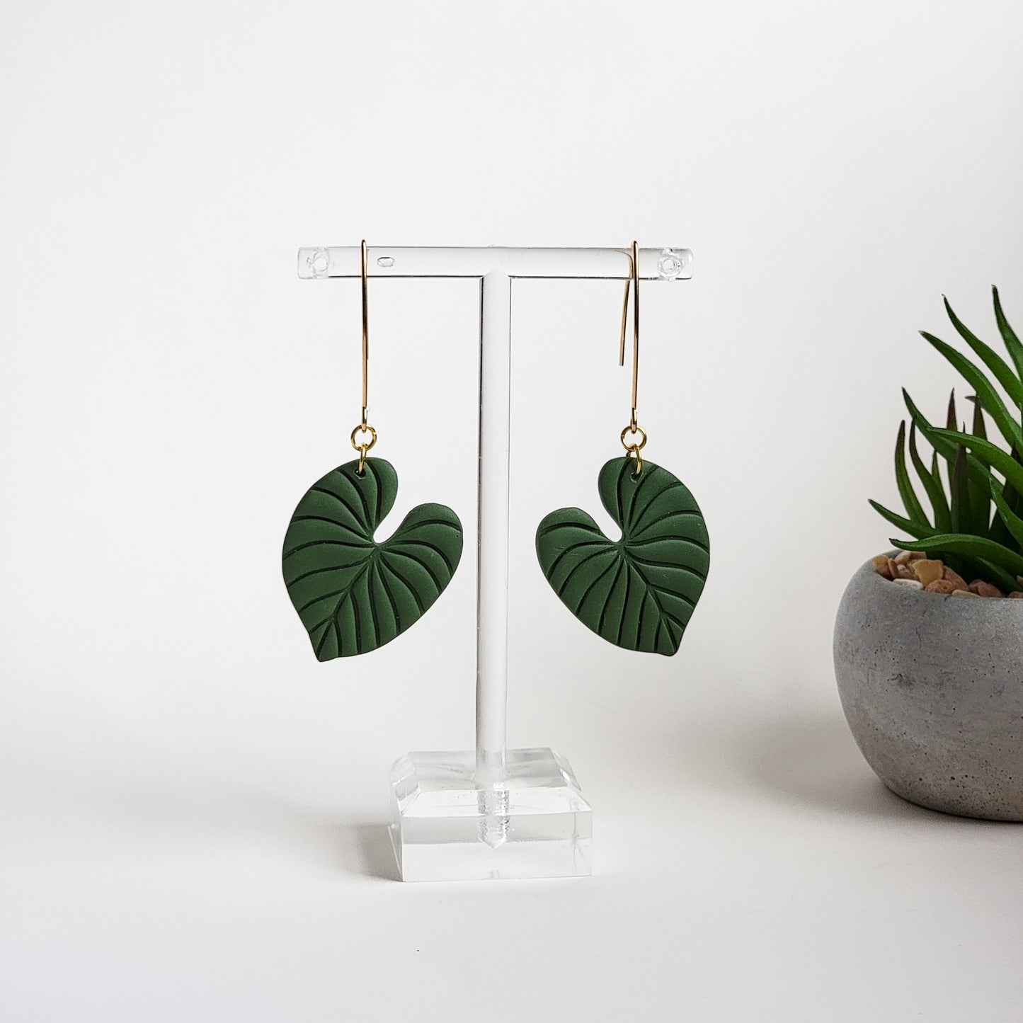 Anthurium Regale Leaf Dangle Earrings