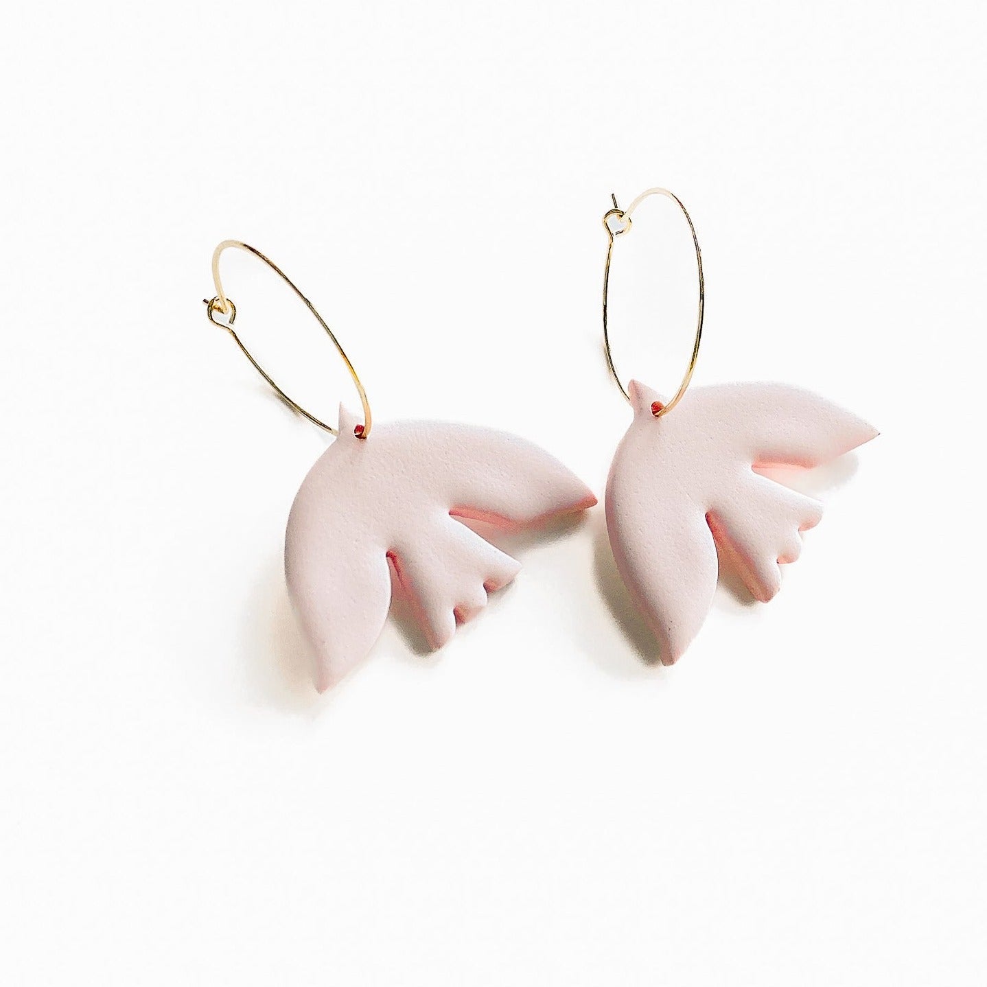 Pink Matisse Bird Hoop Earrings | Polymer Clay Earrings