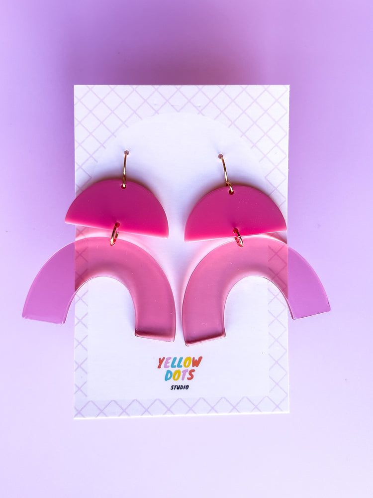 Pink Arch Dangle Earrings | Acrylic Earrings