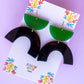 Green and Black Arch Dangle Earrings | Acrylic Earrings