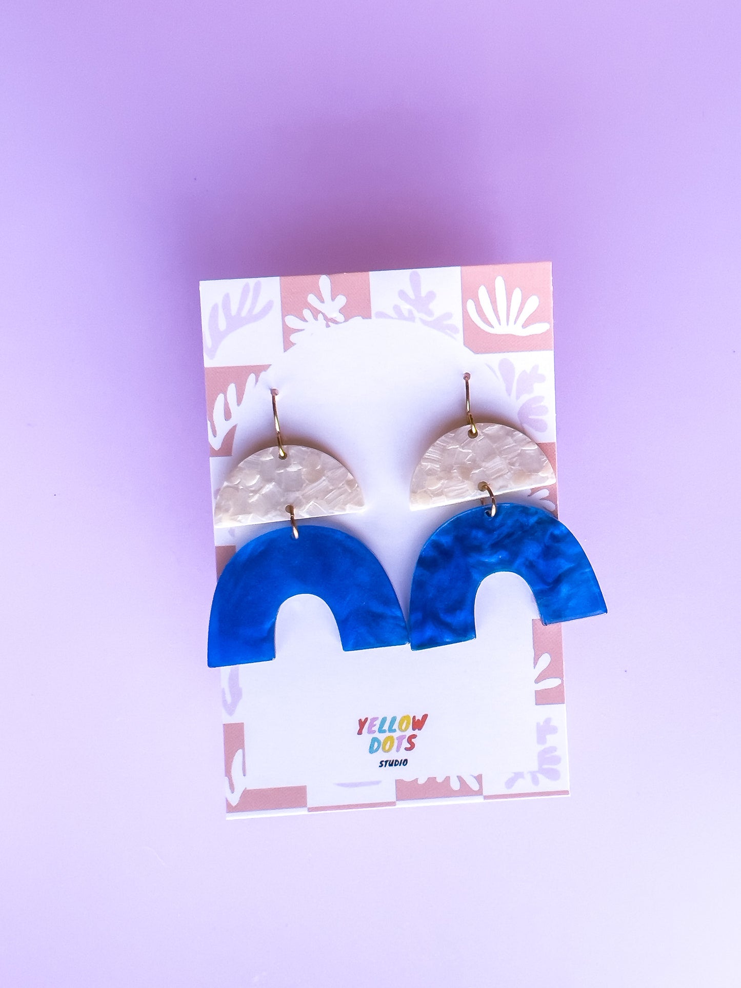 White and Blue Arch Dangle Earrings II | Acrylic Earrings