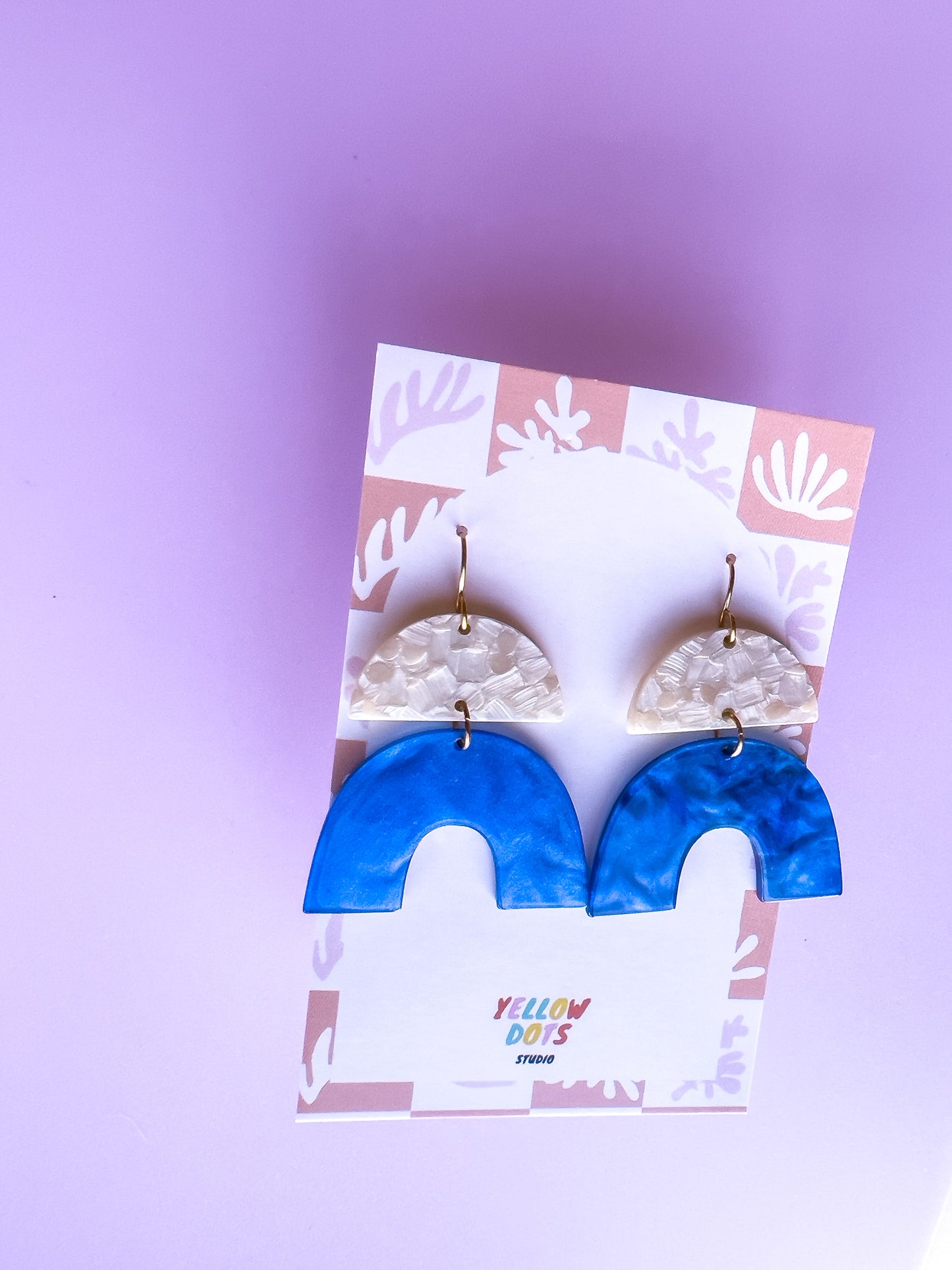 White and Blue Arch Dangle Earrings II | Acrylic Earrings