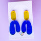 Chubby Yellow and Blue Dangle Earrings | Acrylic Earrings