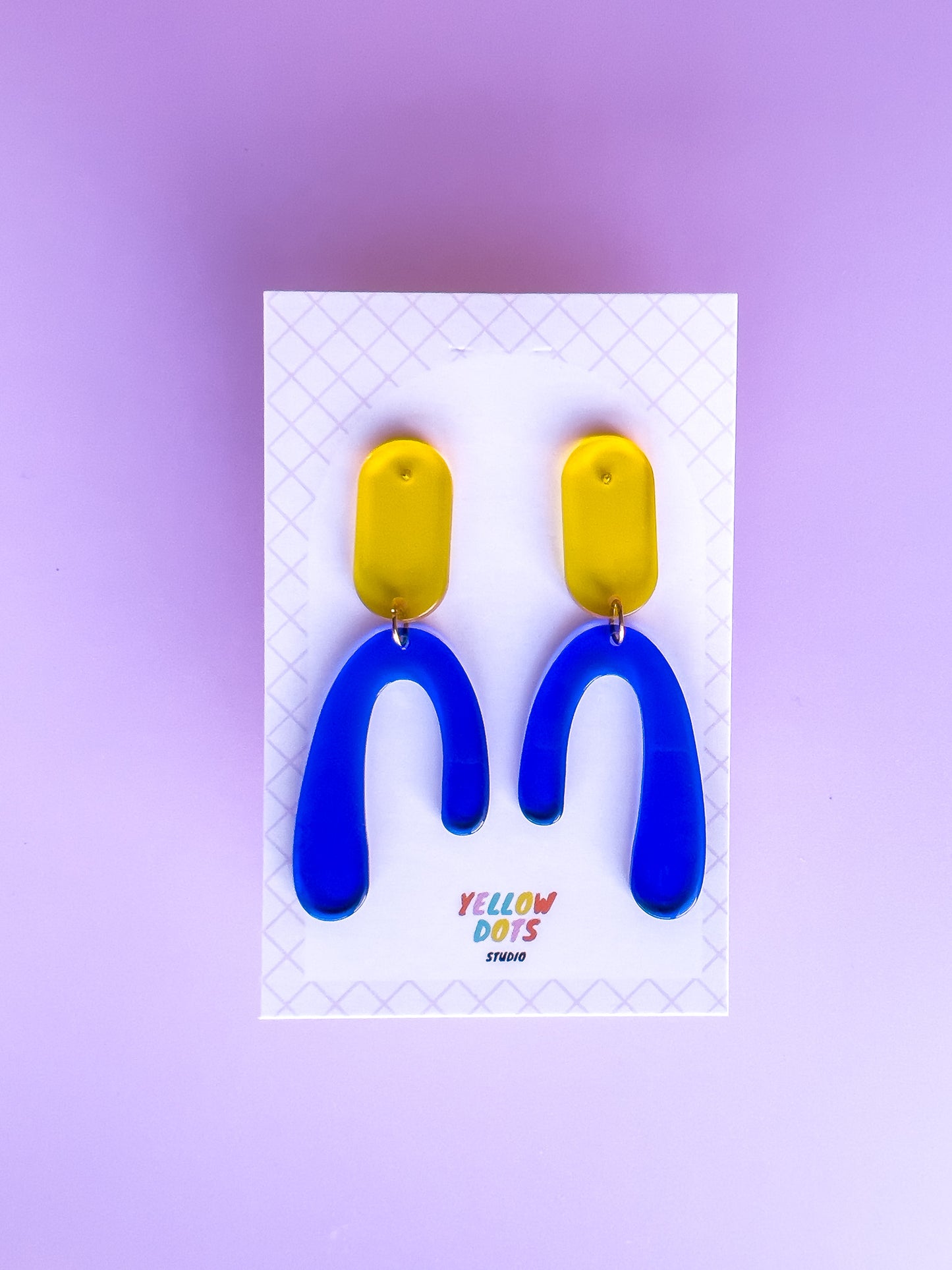 Blue Abstract Arch Earrings | Acrylic Earrings