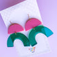 Pink and Green Arch Dangle Earrings | Acrylic Earrings