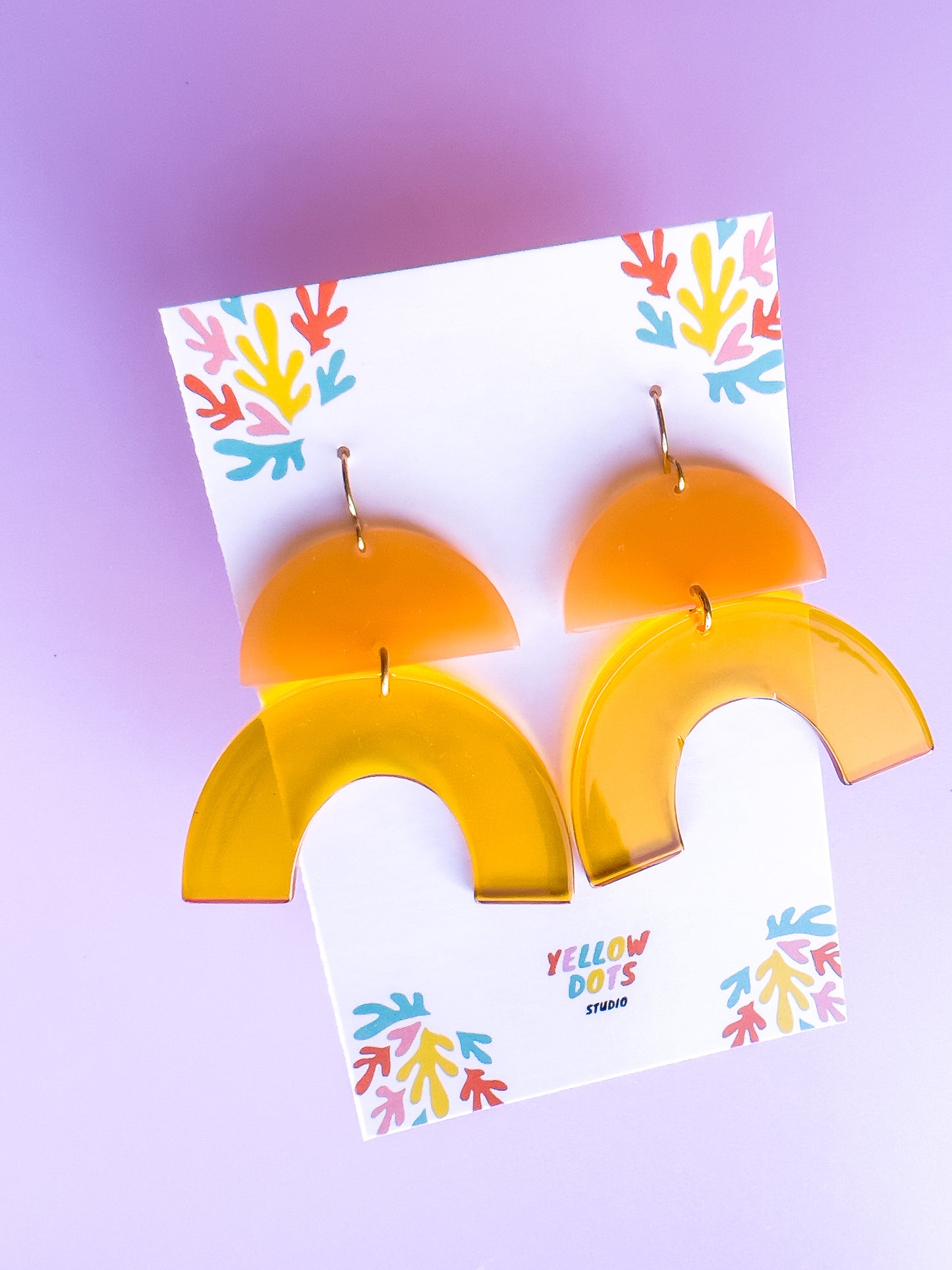 Yellow Arch Dangle Earrings | Acrylic Earrings