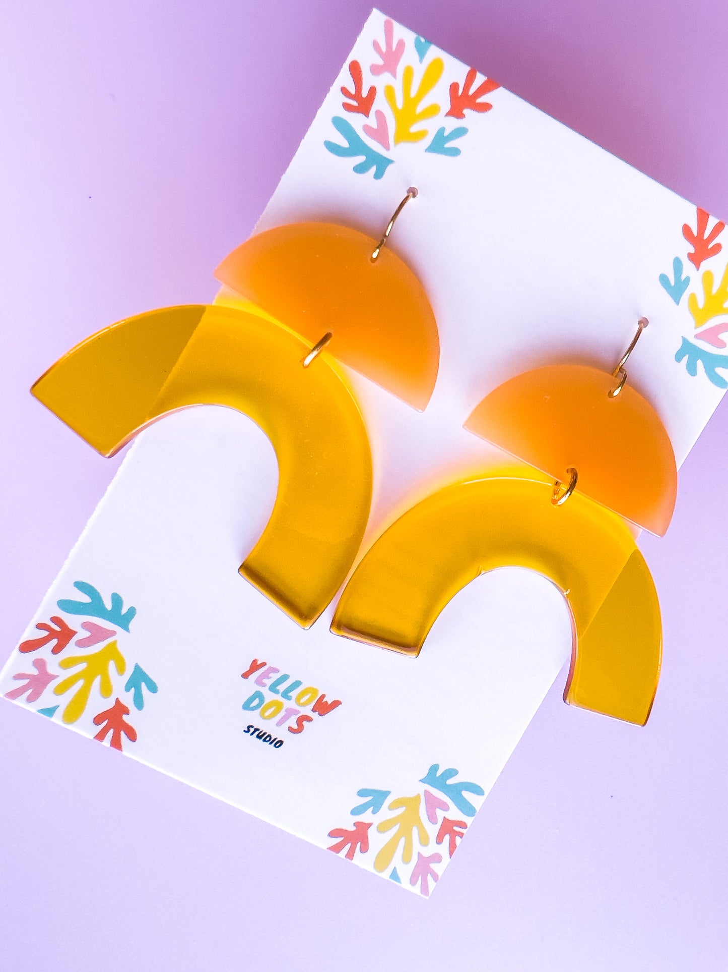 Yellow Arch Dangle Earrings | Acrylic Earrings