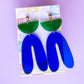 Statement Green and Blue Dangle Earrings I | Acrylic Earrings