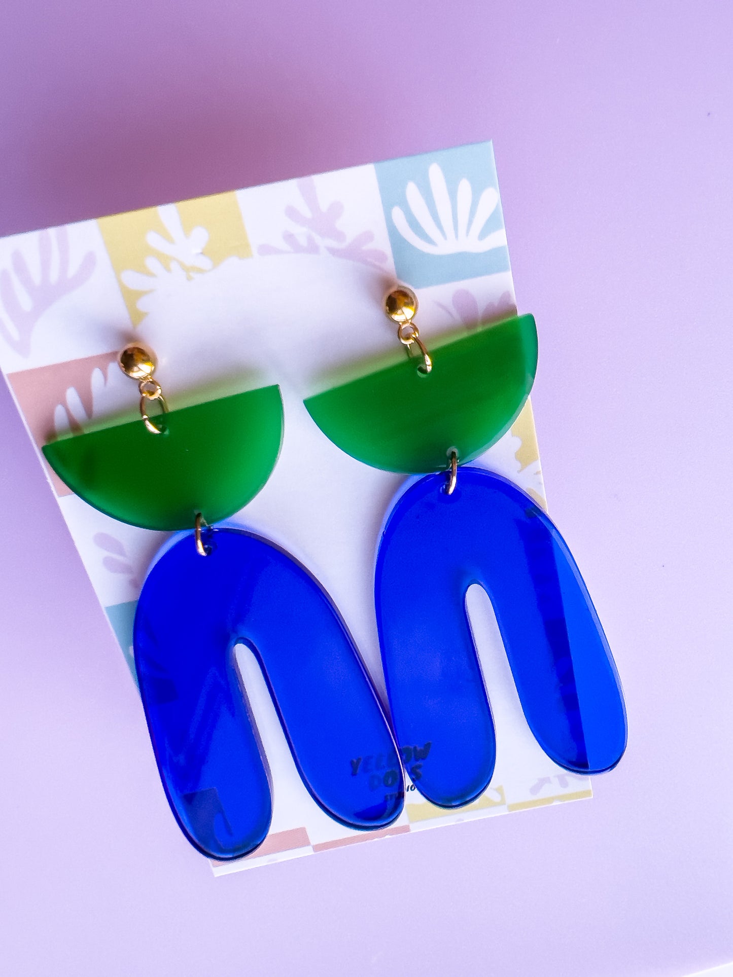 Statement Green and Blue Dangle Earrings I | Acrylic Earrings