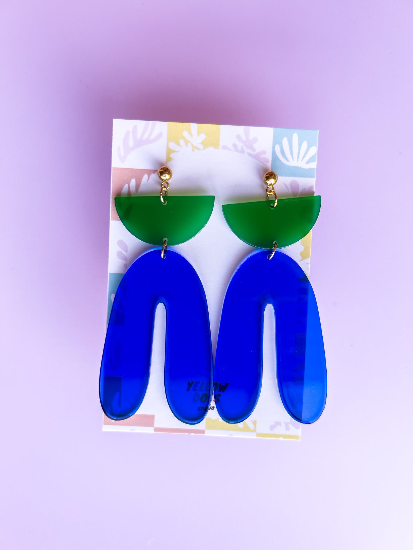 Statement Green and Blue Dangle Earrings I | Acrylic Earrings