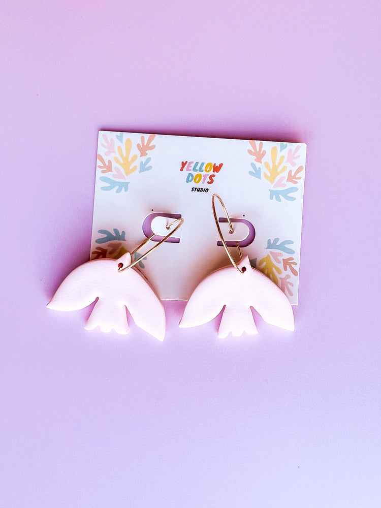 Pink Matisse Bird Hoop Earrings | Polymer Clay Earrings