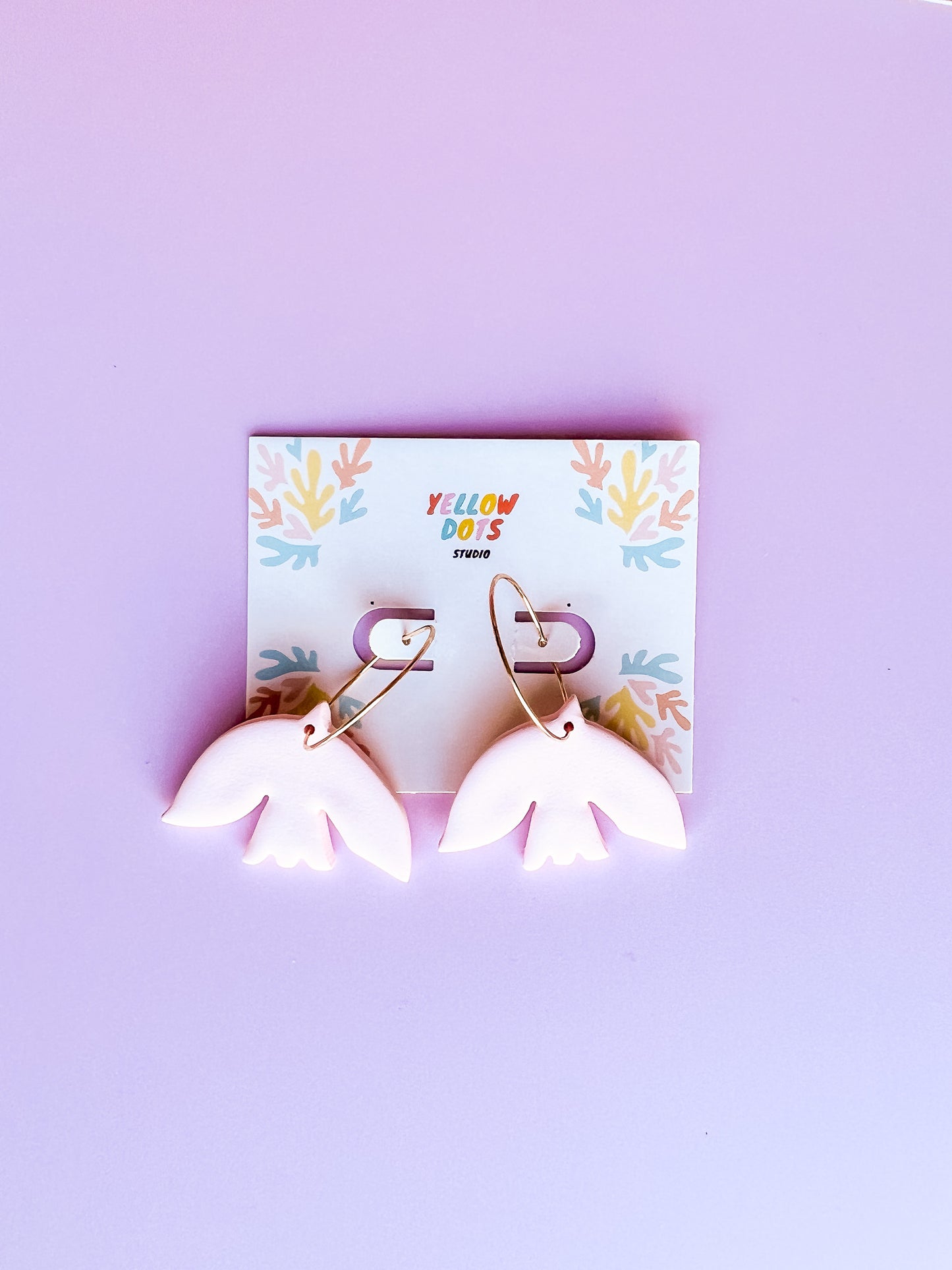 Pink Matisse Bird Hoop Earrings | Polymer Clay Earrings