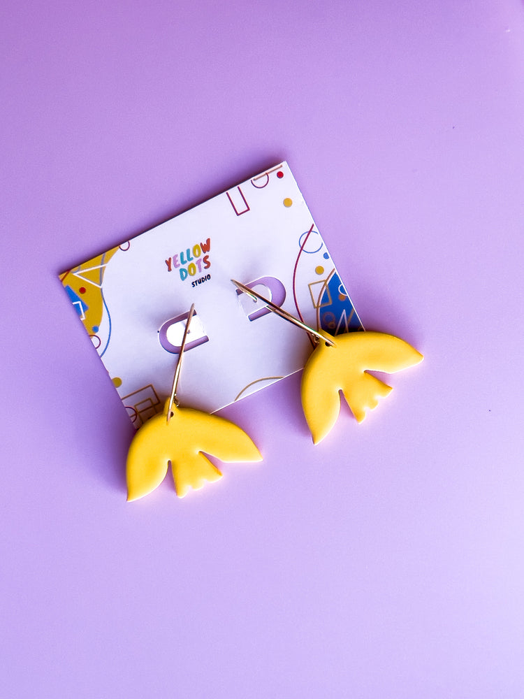 Yellow Matisse Bird Hoop Earrings | Polymer Clay Earrings