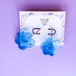Blue Smiley Flower Hoop Earrings | Acrylic Earrings