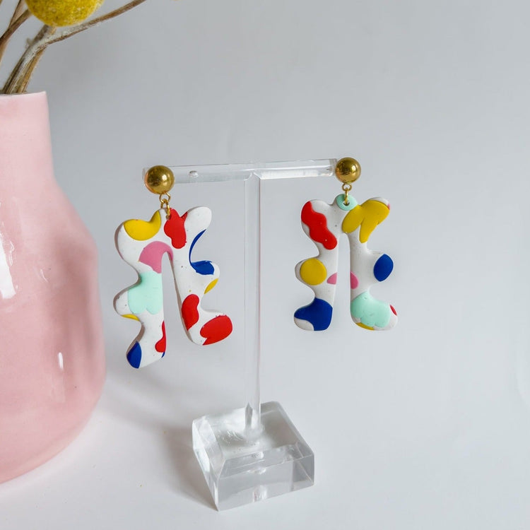 Pop Colours Arch Earrings in Polymer Clay