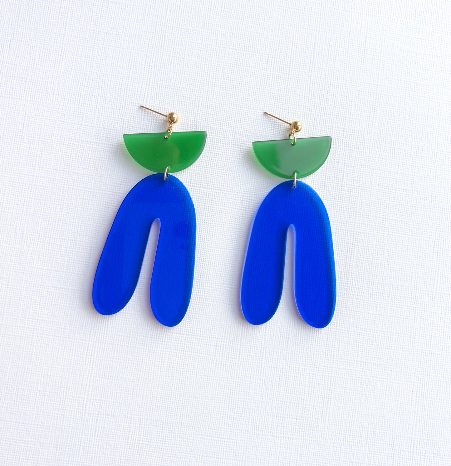 Statement Green and Blue Dangle Earrings I | Acrylic Earrings